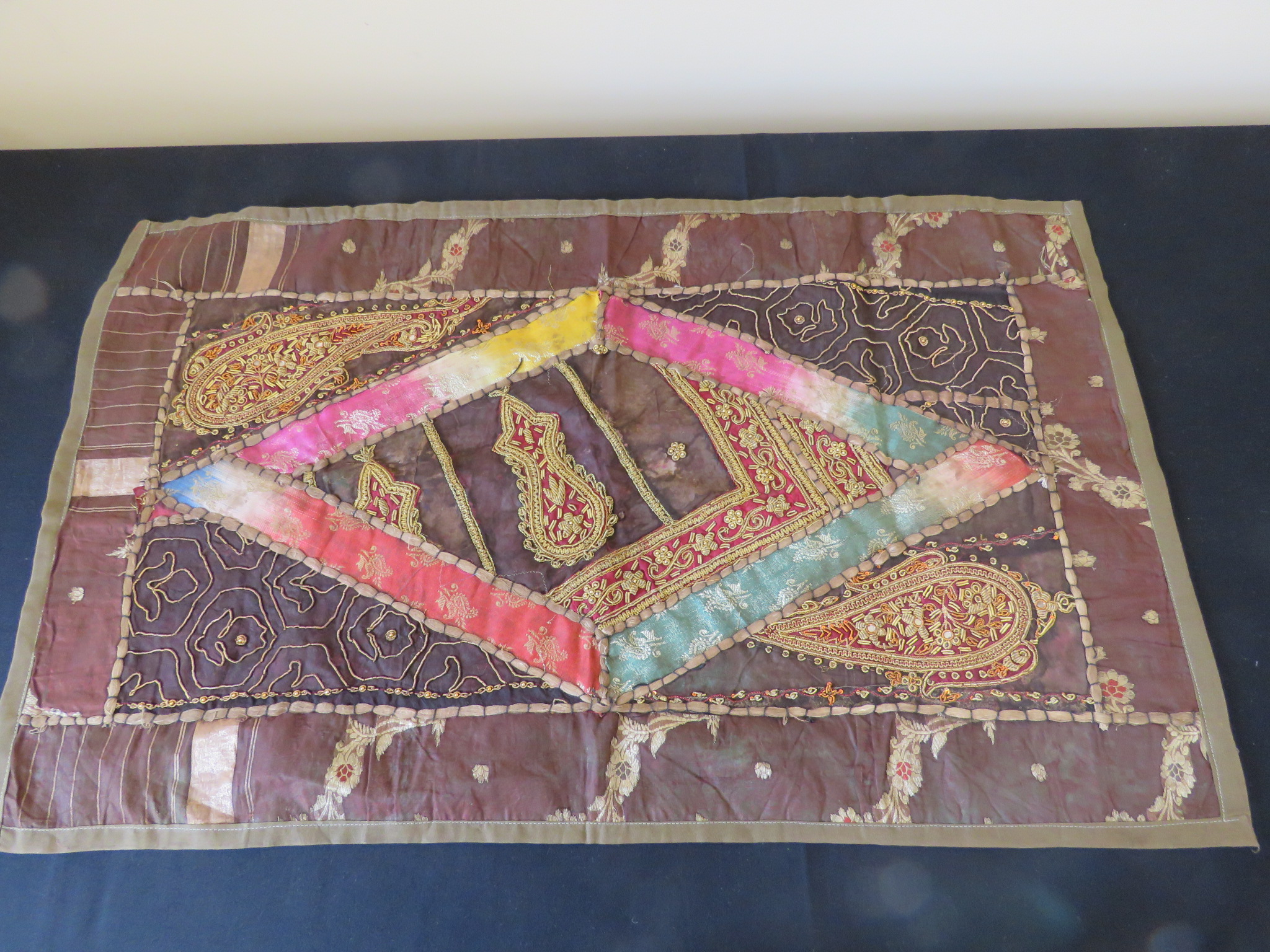 Indian Wall Hanging Tapestry Colorful Patchwork Beading Boho Bohemian Decor (L&T-126)