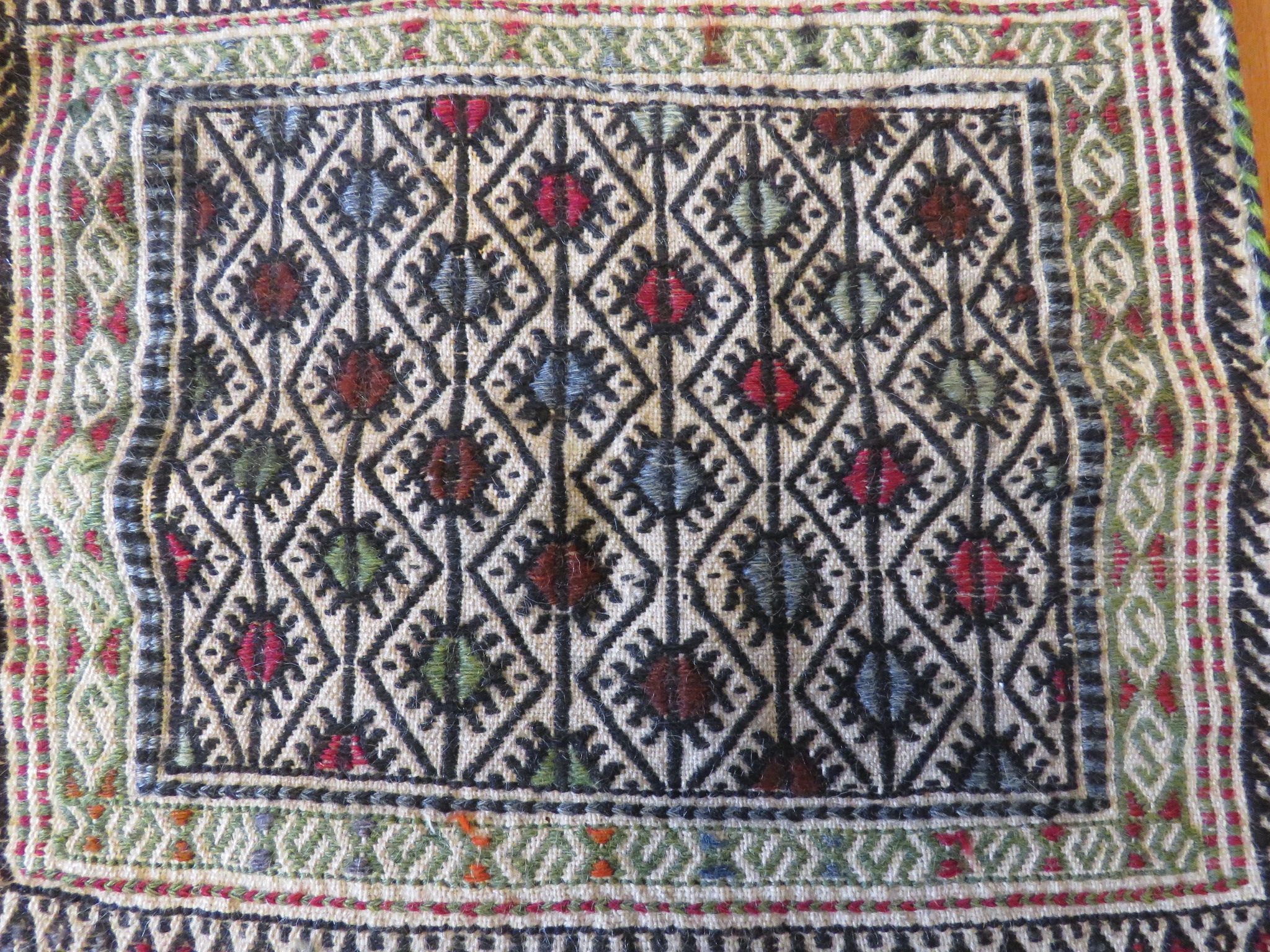 Vintage Turkish Bag Pillow Cover 1950's Handwoven Wool Textile (L&T-157)