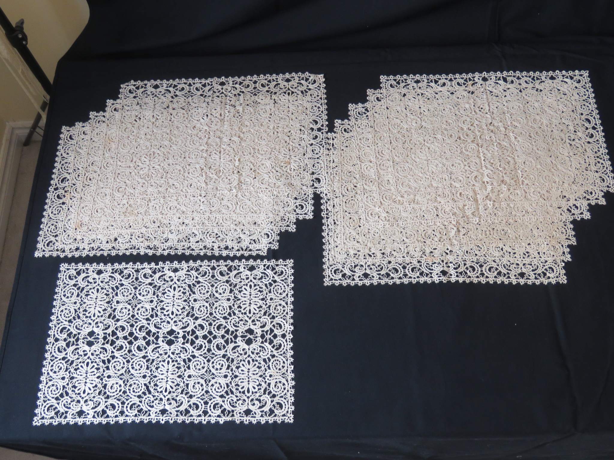 Antique Lace Placemats Set 12 pc Handmade Bobbin European Idrija Idrian Ecru (L&T-247)
