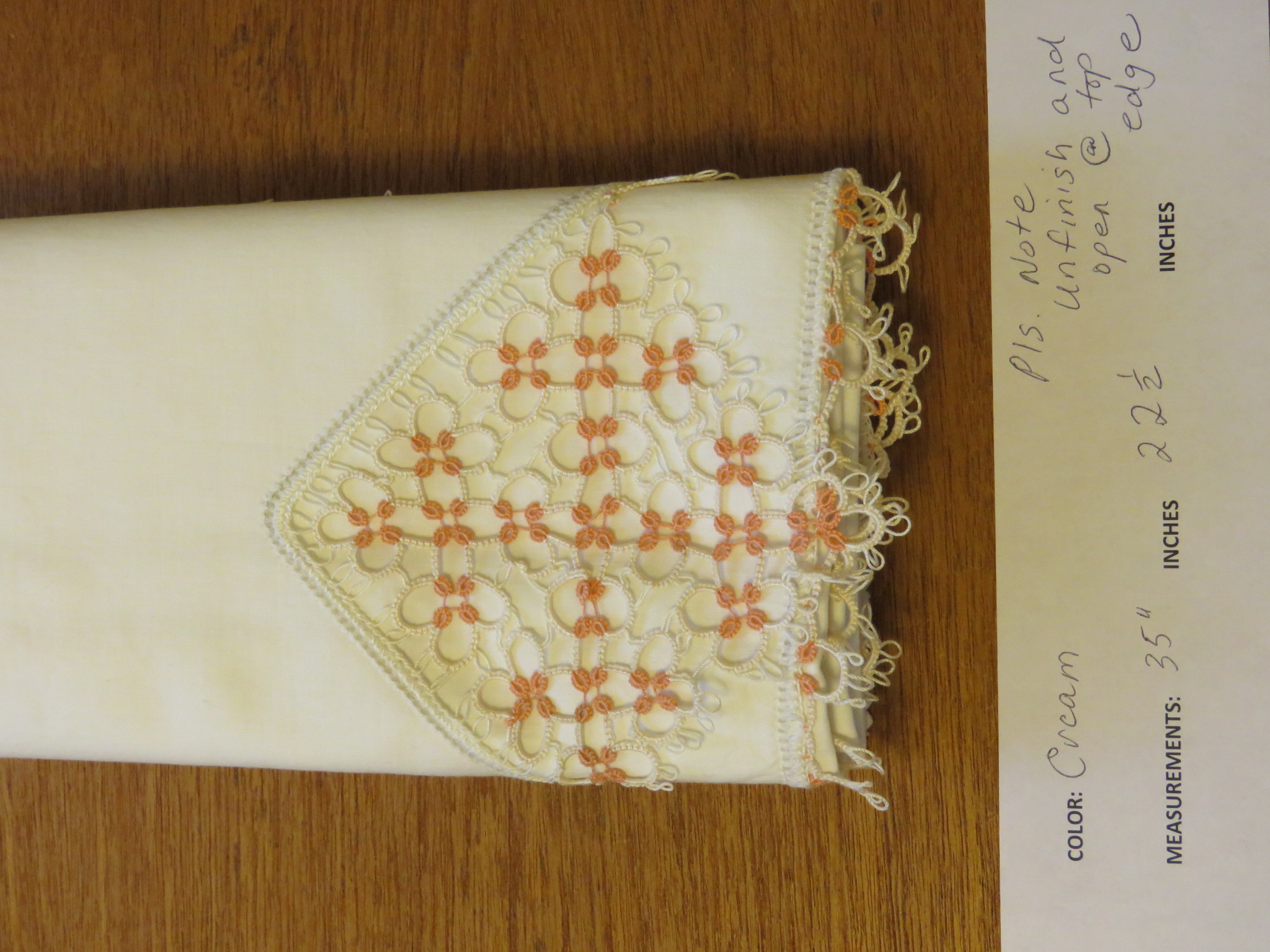 Vintage Pillowcase Set Pair Incomplete Unfinished Top Seam Tatted Edging Unused (L&T-259)