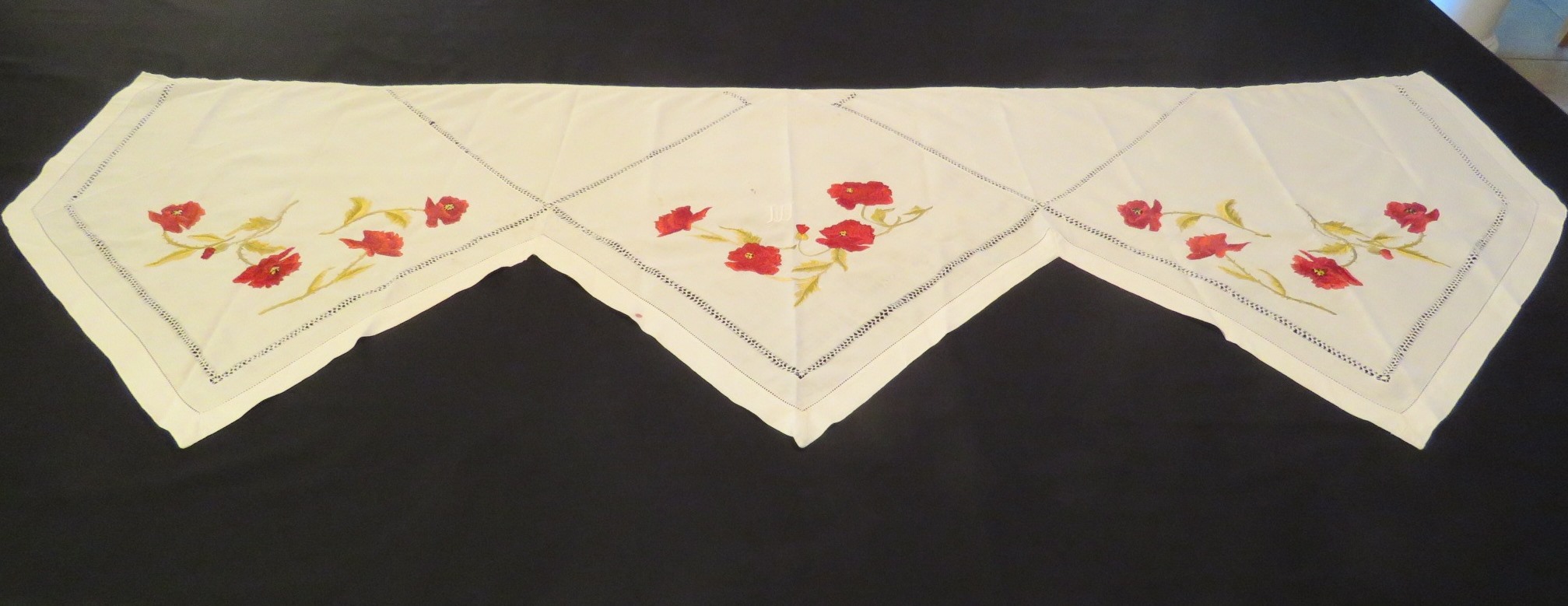 Antique Pillow Cover Layover Sham Linen Society Silk Runner Dresser Scarf Embroidered  (L&T-766)