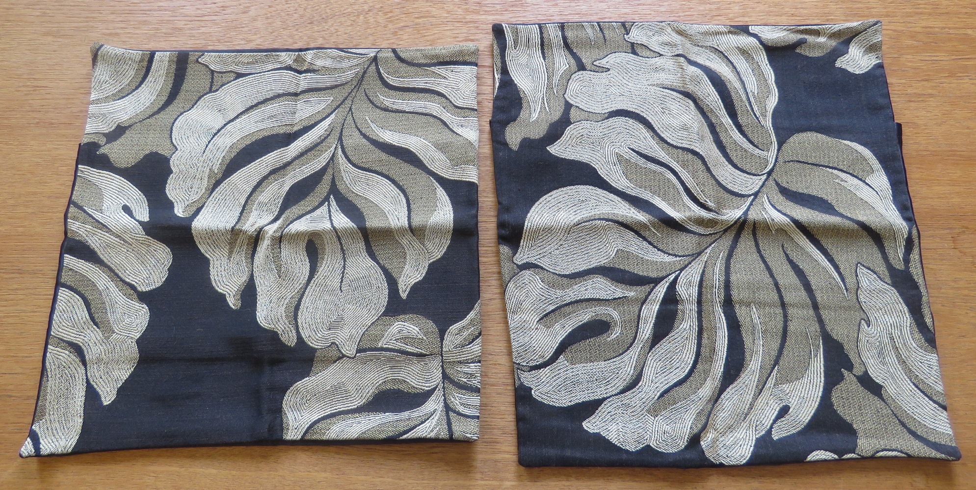 2 Throw Pillow Cover Cases Tropical Leaf Chocolate Brown Tan Beige (GIF-62)