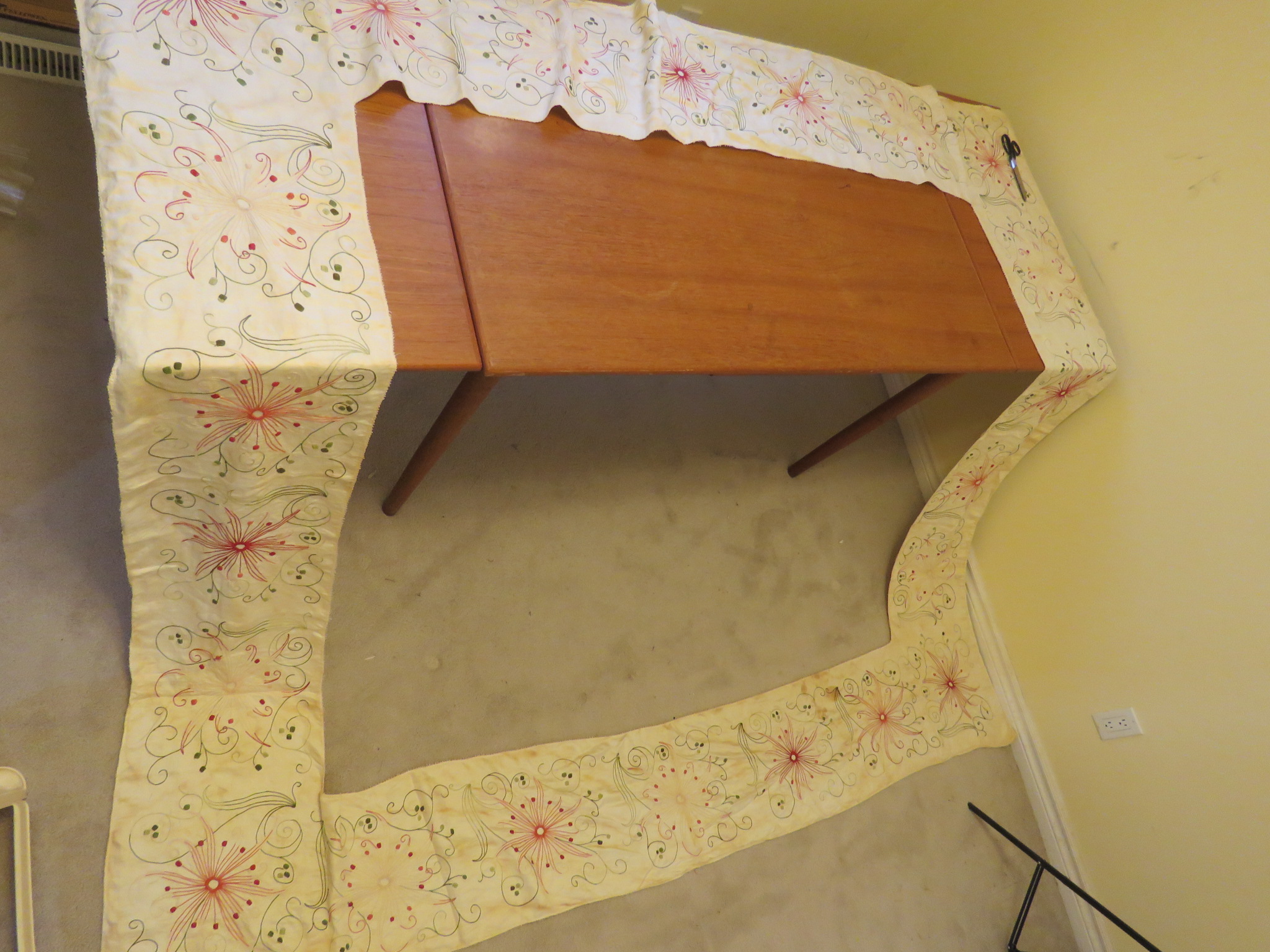 1880 Antique Hand Embroidered Panels for Bedspread Sewing Project  (L&T-220)