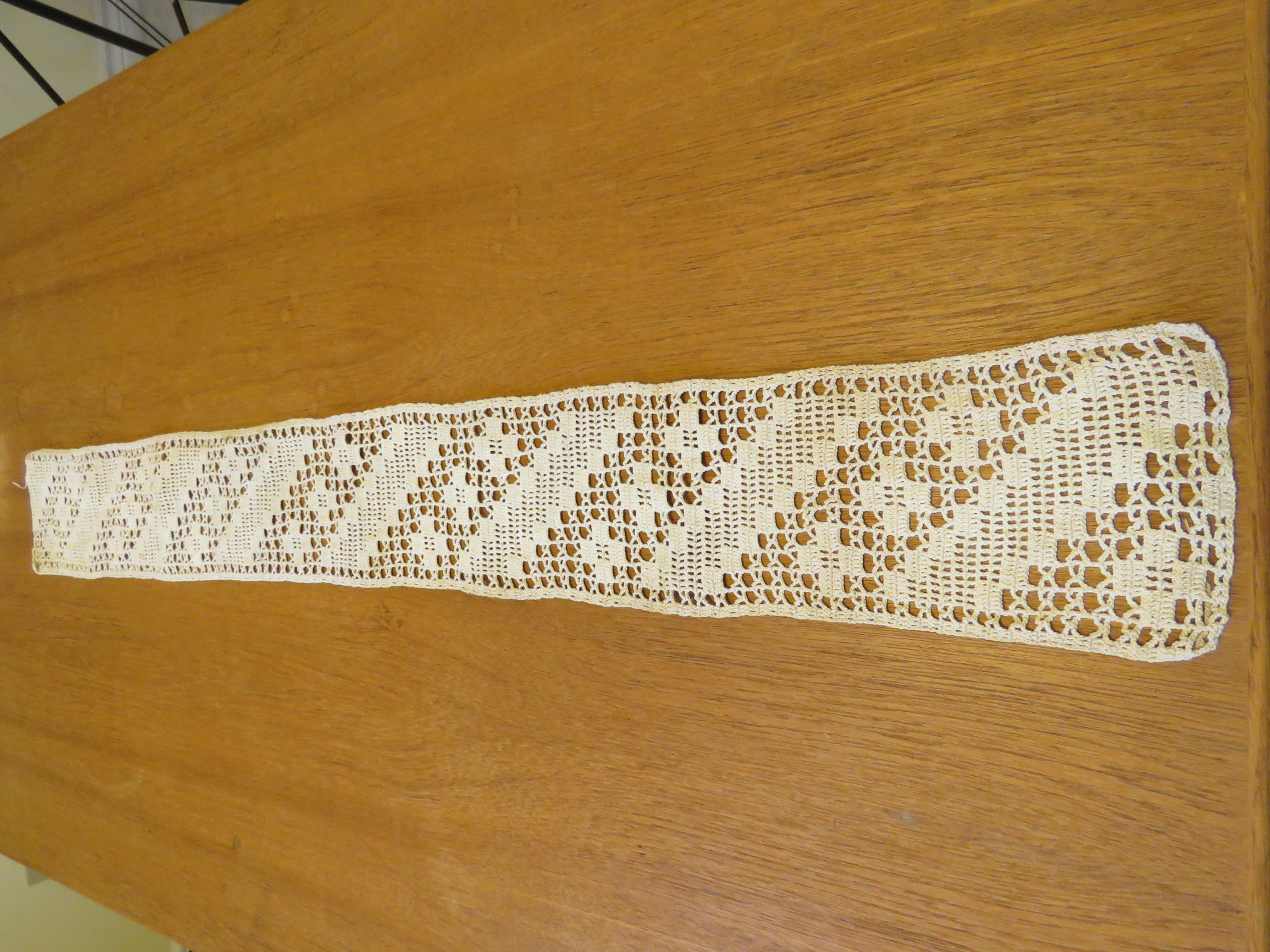 Vintage Handmade Crochet Lace Table Dresser Runner Mantle Scarf  (L&T-309)