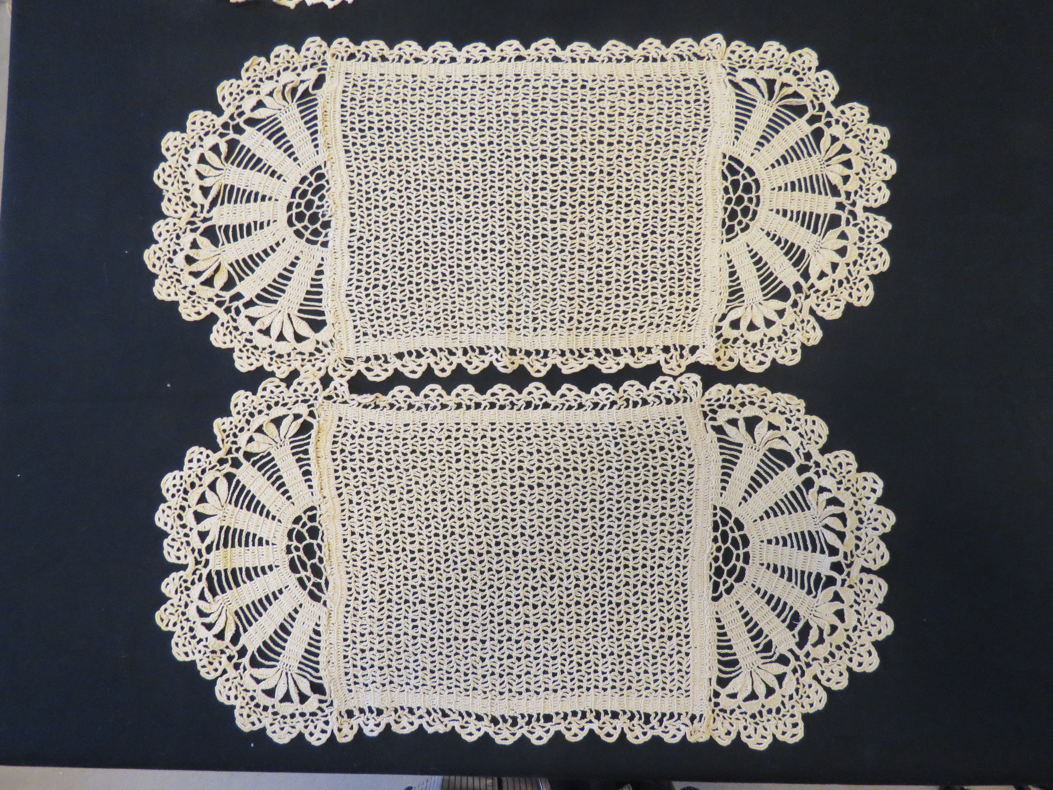 Vintage Lace Doilies Hand Crochet Wheat Ears Set of 2 Runner Tray Mats (L&T-419)