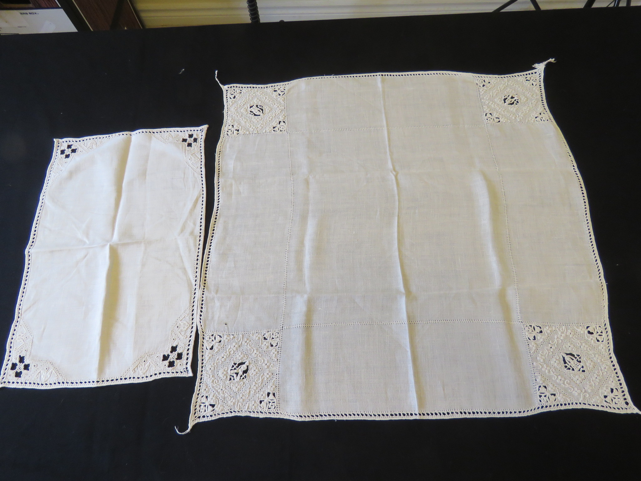 Vintage Tablecloth Reticella Needlelace Linen Italian Punto Antico Tray Doily  (L&T-821)