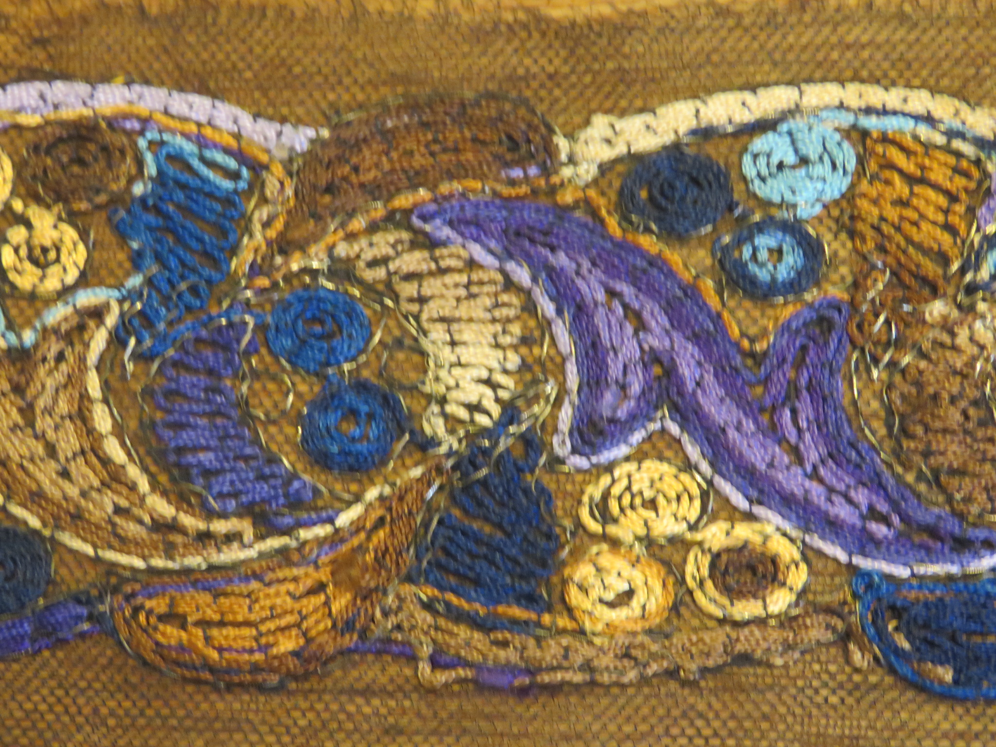 Antique Black Net Dress Trim Edwardian Silk & Bronze Metallic Threads 32" x 3 1/2" (LAC-120)