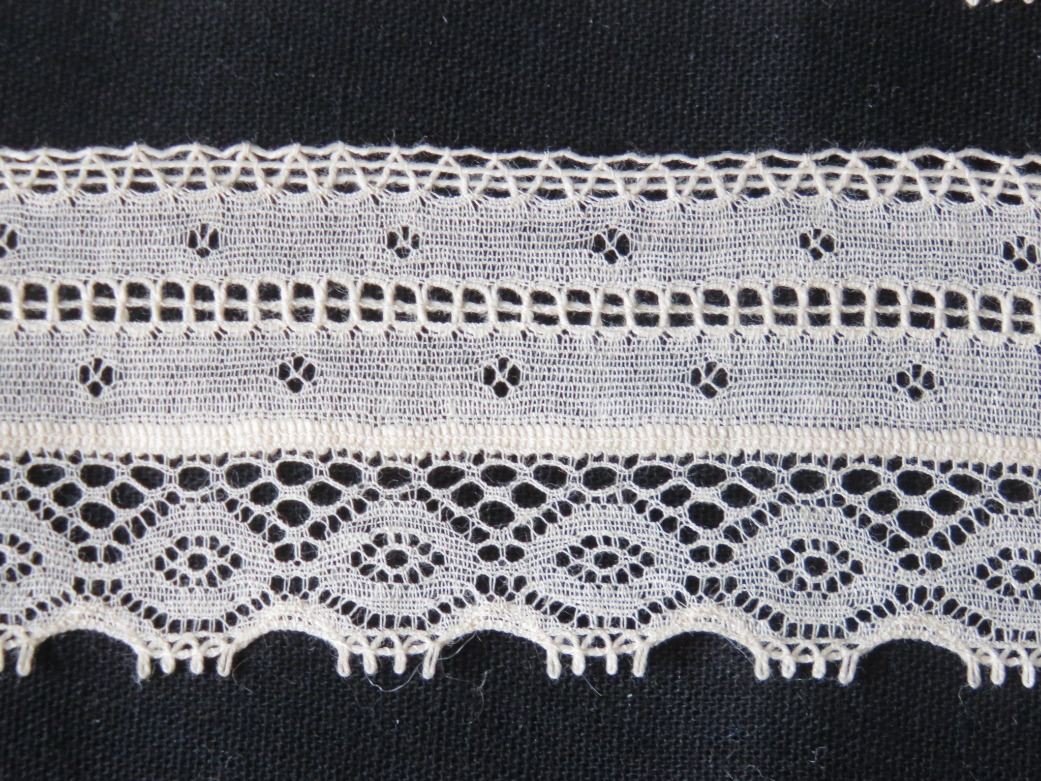 Unused Vintage Lace Trim Detailed Motif Beige 2 yards x 1 2/8" and 48" x 1 2/8" (LAC-169)