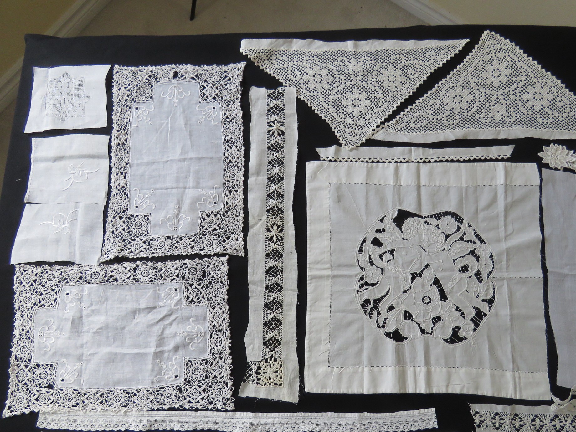 Vintage Lace Trim Lot Figural Cutwork Reticella Needlelace Tenerife Embroidered Remnants (LAC-217)