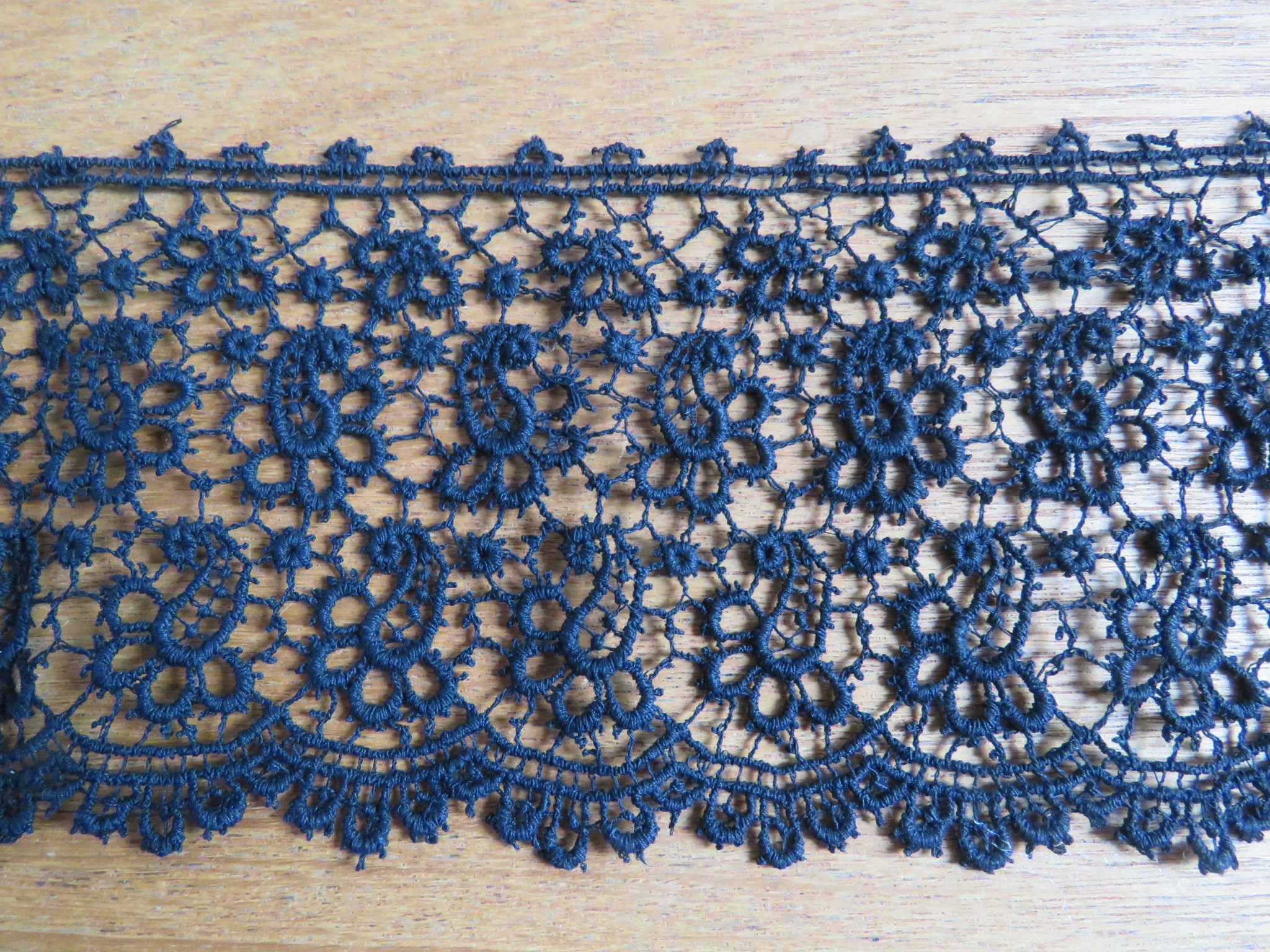 Antique French Black Lace Trim 25" x 3 3/4" Art Nouveau Paisley Le Puy (LAC-24)