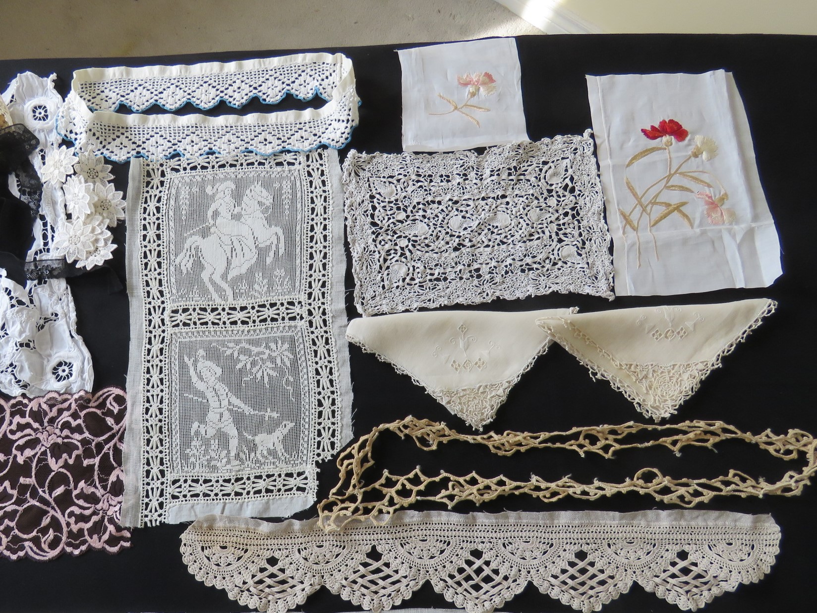 Used Vintage Trims Remnants Lot Reticella Needlelace Crochet Trim Embroidered Filet (LAC-274)