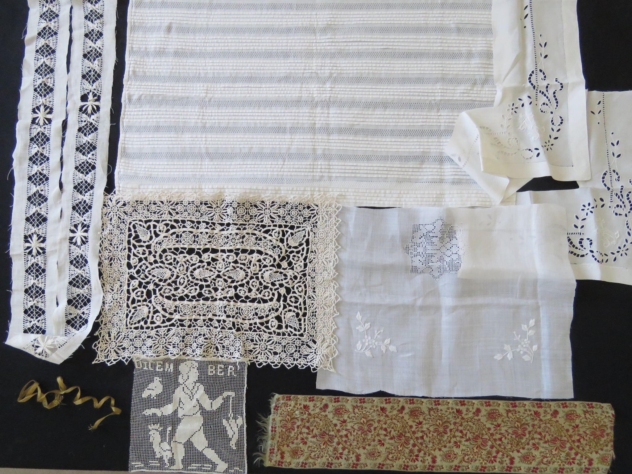 Used Vintage Trims Remnants Lot Reticella Needlelace 1960s lace trim Crafts Repurpose (LAC-277)