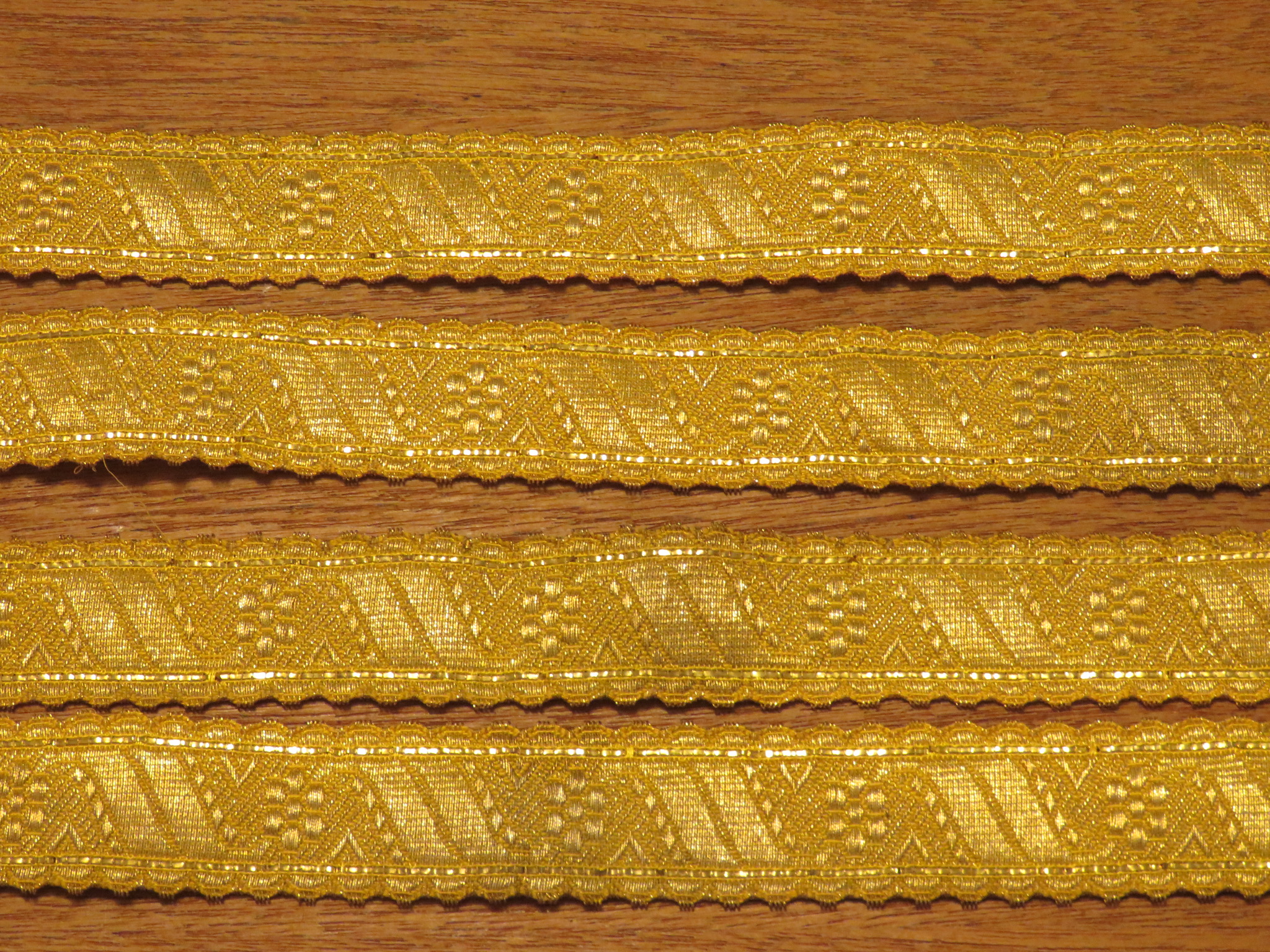 Unused Vintage French Gold Trim Cloth Tiny metallic gold thread 36" x 1" (LAC-286)