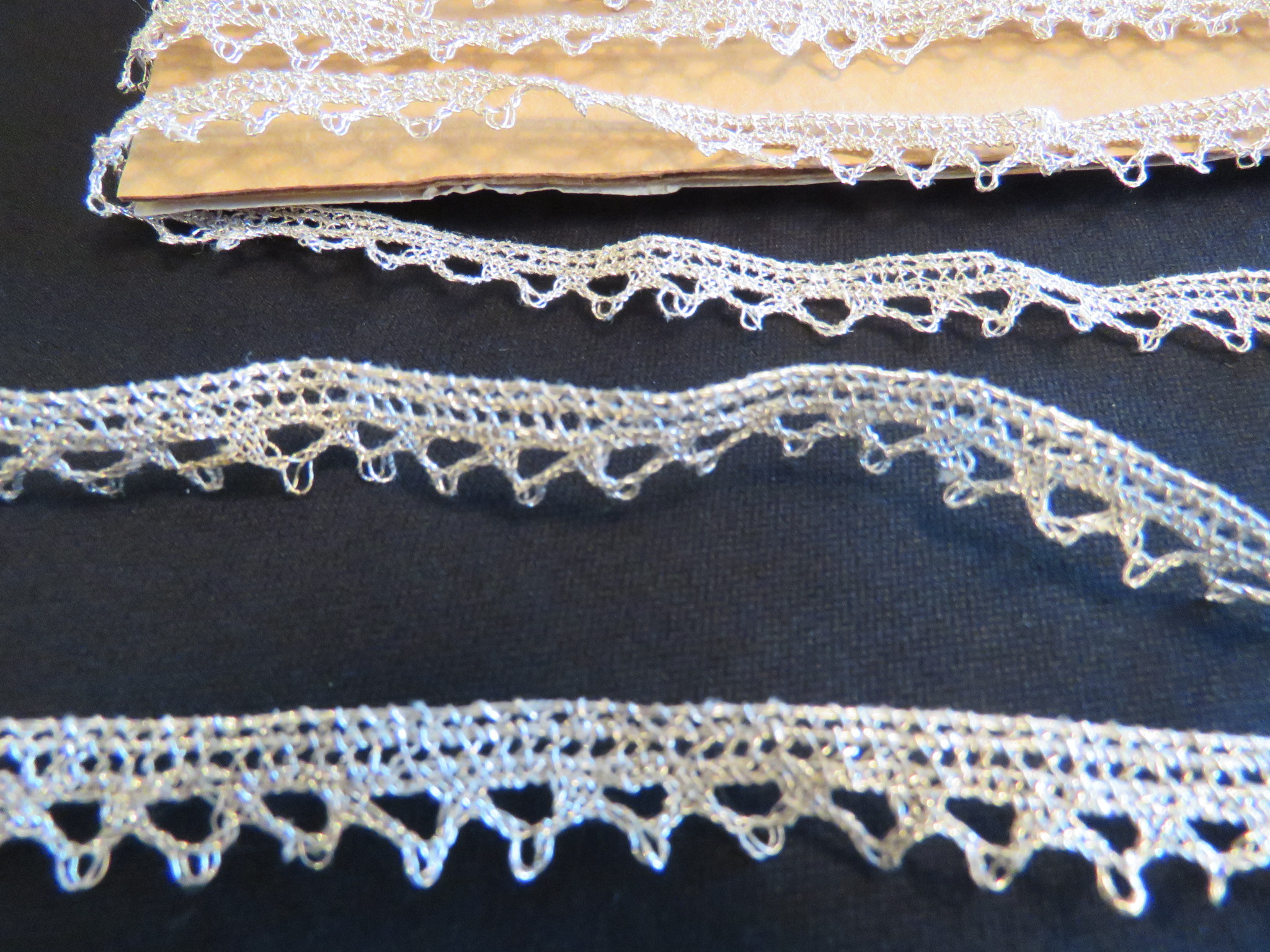Unused Antique Vintage Lace Trim 1 yard x 3/8" Metallic Silver French Metal Passementerie  (LAC-301)