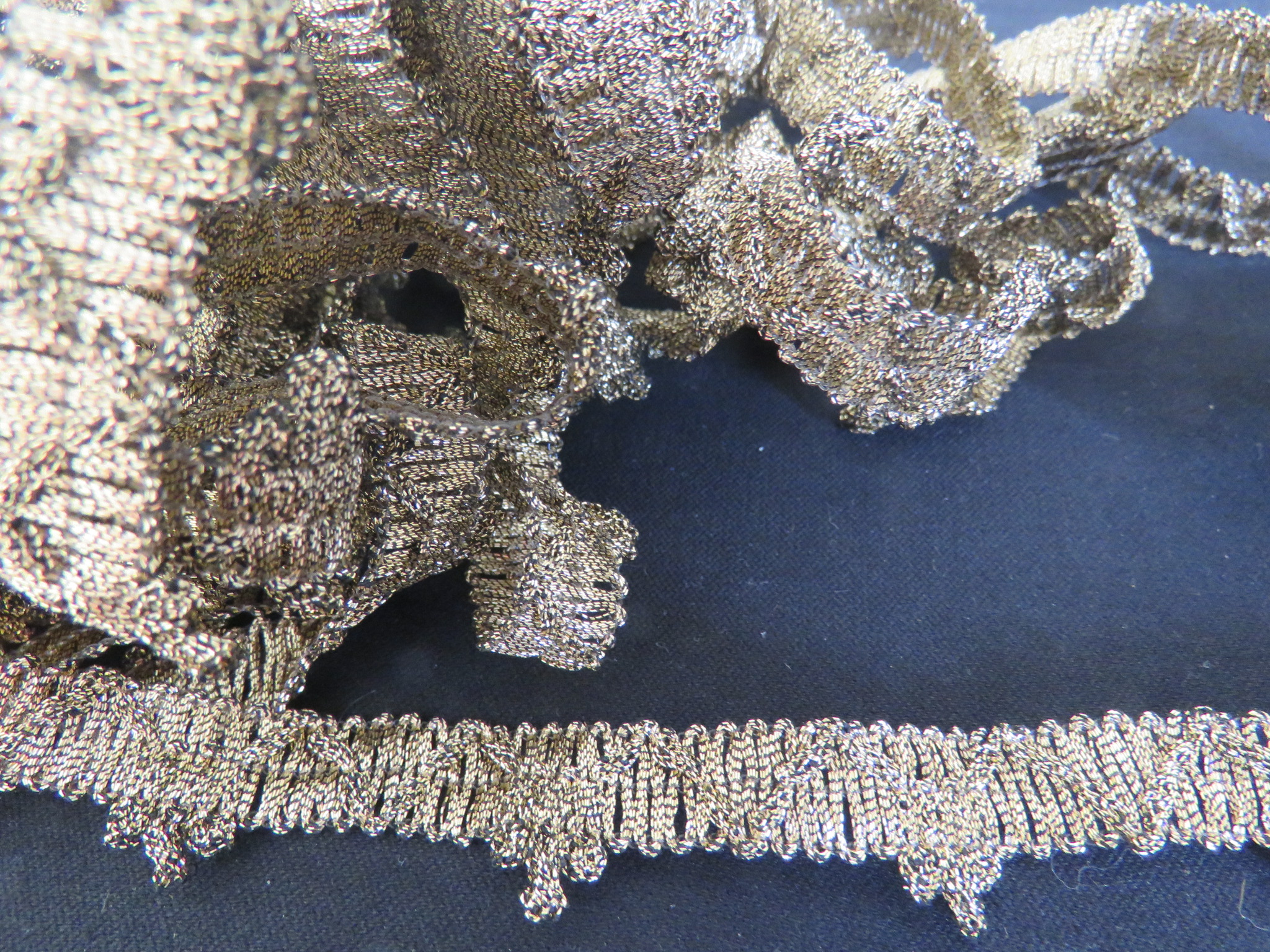 Unused Vintage French Gold Black Trim 3 yards Passementerie Lampshade Doll Craft (LAC-325) in Lace > Metallic Trim, Embroidered, Misc