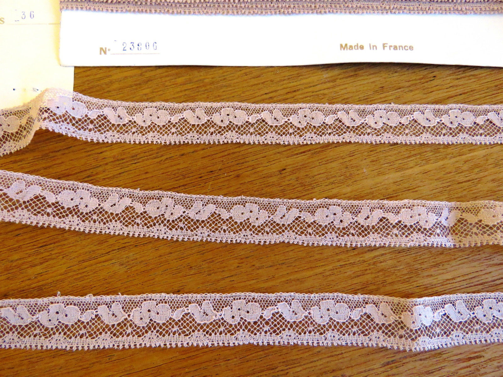 Unused Antique Vintage French Lace Trim Picots 3 yards x 5/8" Rose Pink color (LAC-33)