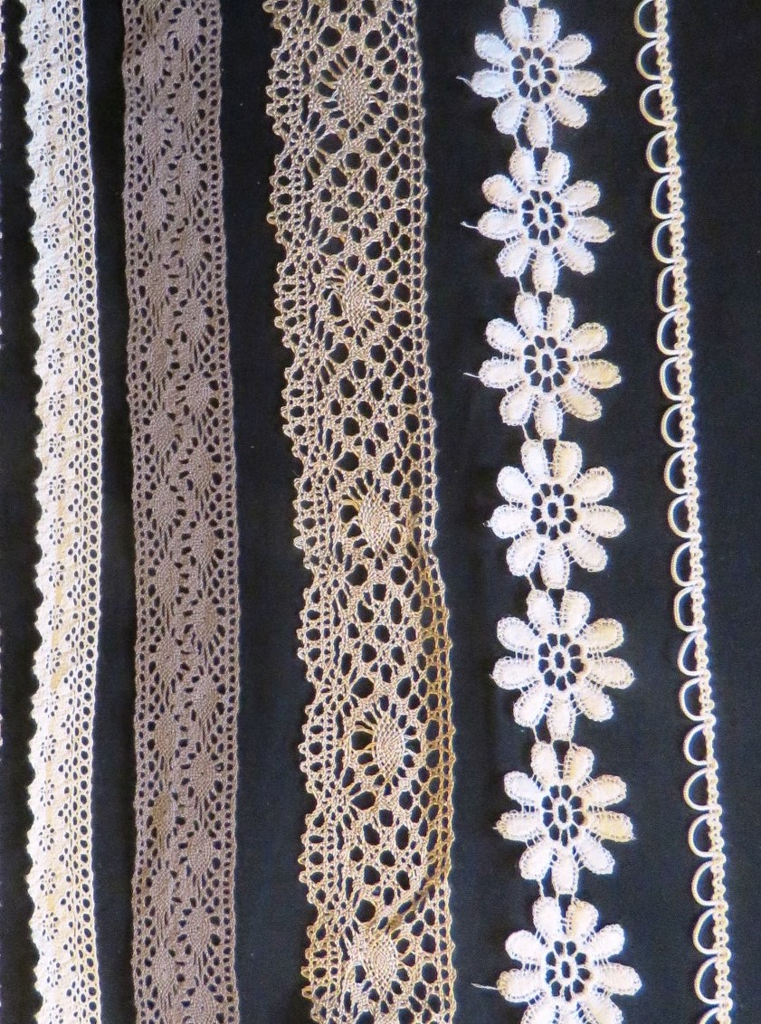 Unused Vintage Lace Trims Insertion Scallop Edgings 14 yards Various styles and colors (LAC-352)