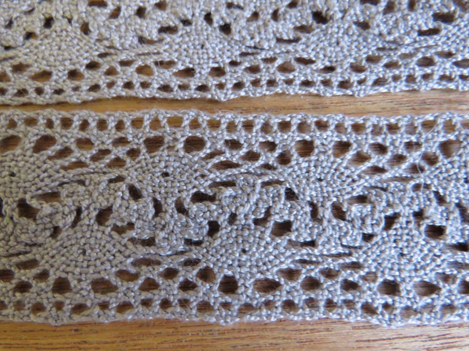 Unused Vintage French Lace Trim Cotton 5 yards x 1 2/8" Torchon Edging Dark Taupe Brown  (LAC-94)