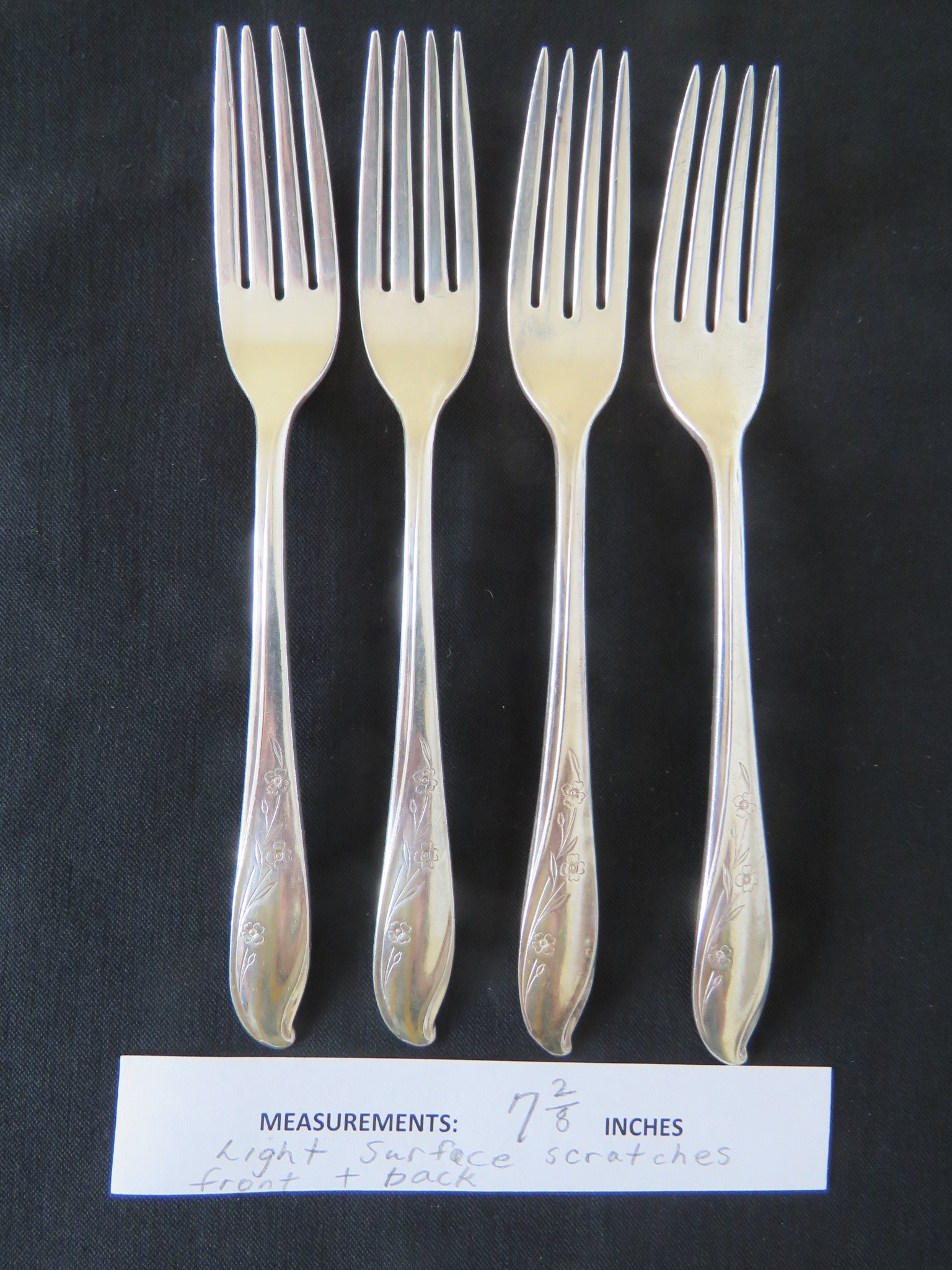 Vintage Silverplate Springtime Dinner Forks 1847 Rogers Bros 7 2/8" Set of 4 (SIL-411)
